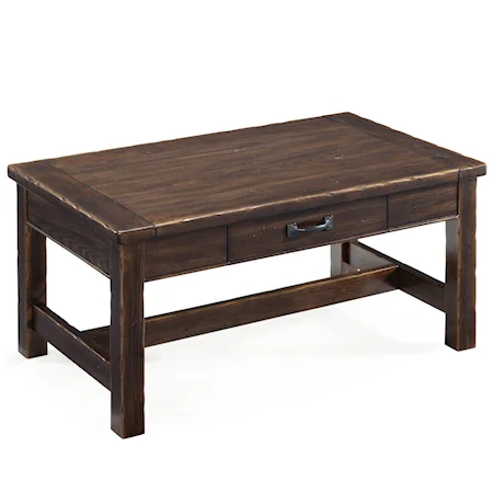 Rustic Rectangular Cocktail Table with Drawer